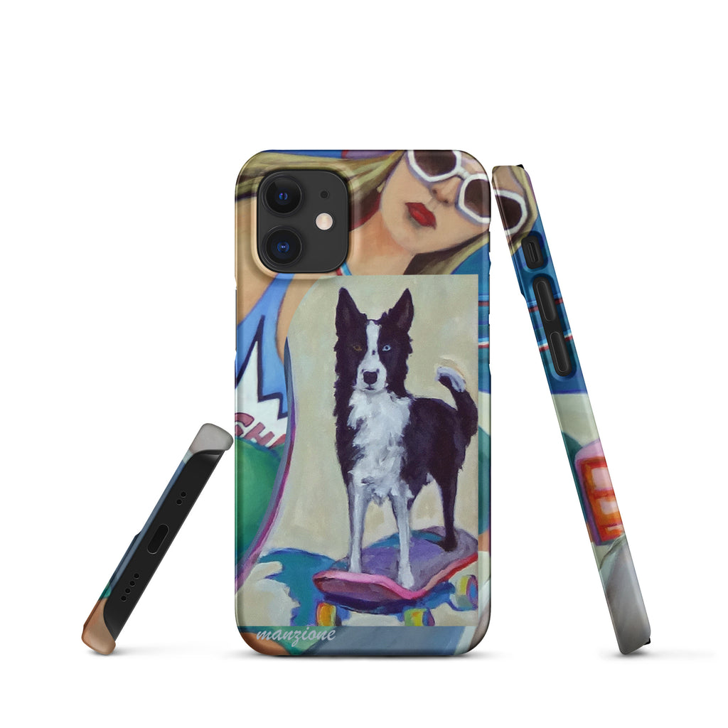 Border Collie On Skateboard Painting iPhone® Case