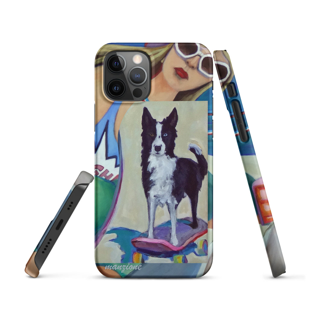 Border Collie On Skateboard Painting iPhone® Case
